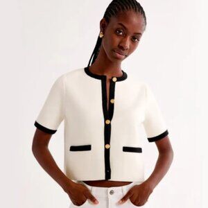 NWT Abercrombie & Fitch LuxeLoft Short-Sleeve Cardigan in White Size Small